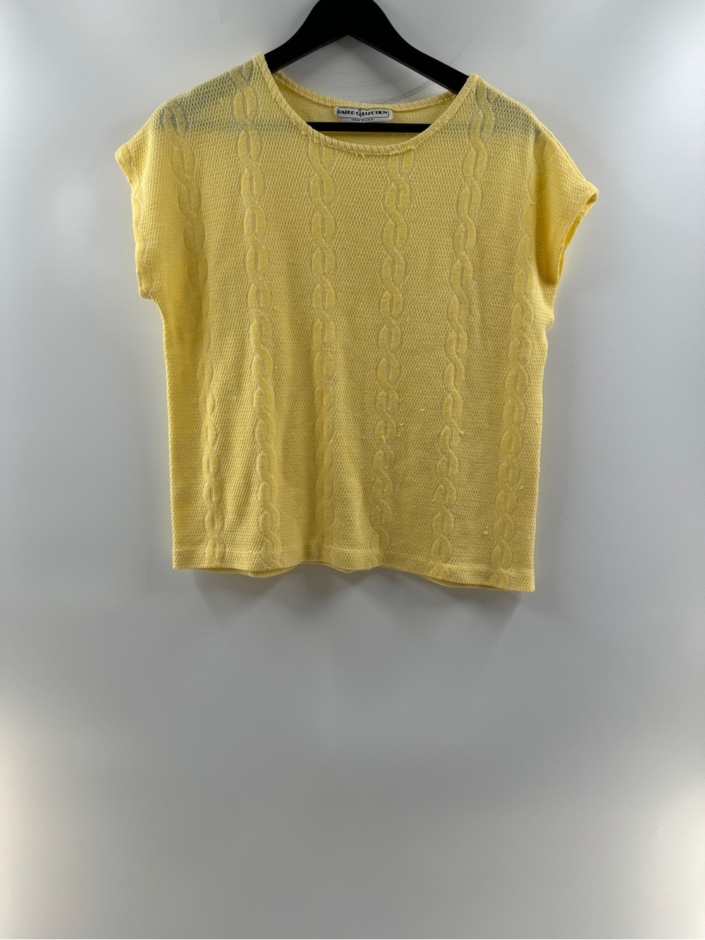 Pablo Collection Vintage Yellow Cable Knit Sweater Top – Women's (See Measuremen
